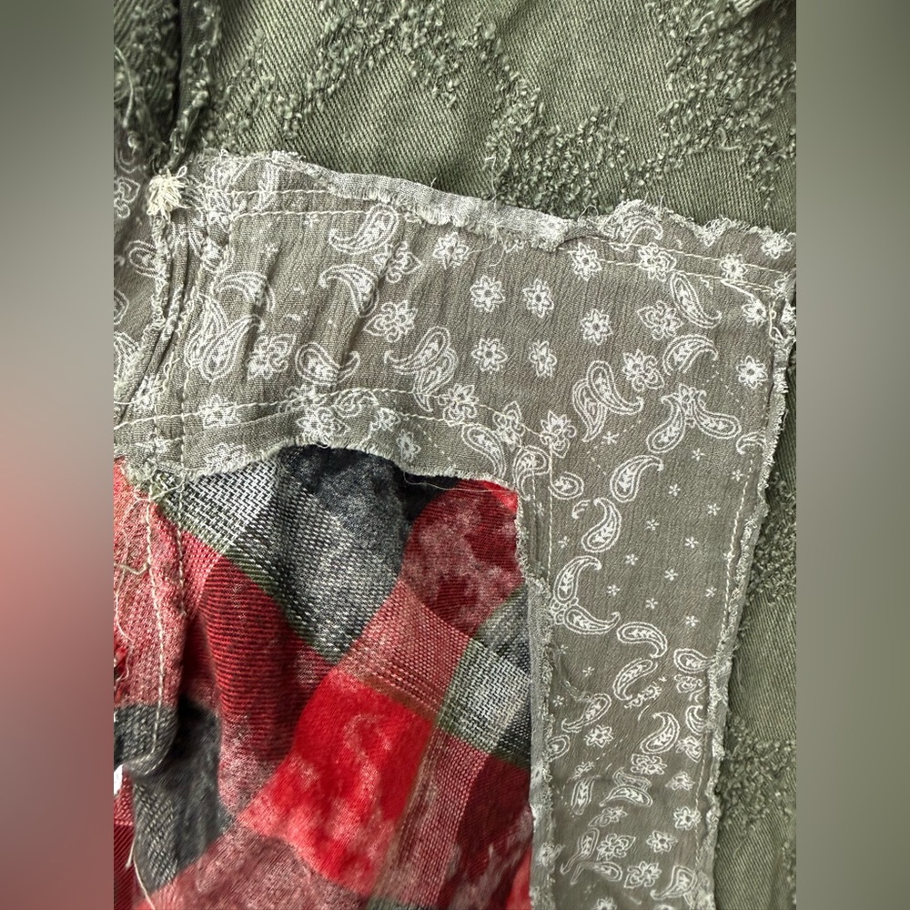 POL Patchwork Plaid Boho Shacket Oversized - Size… - image 2